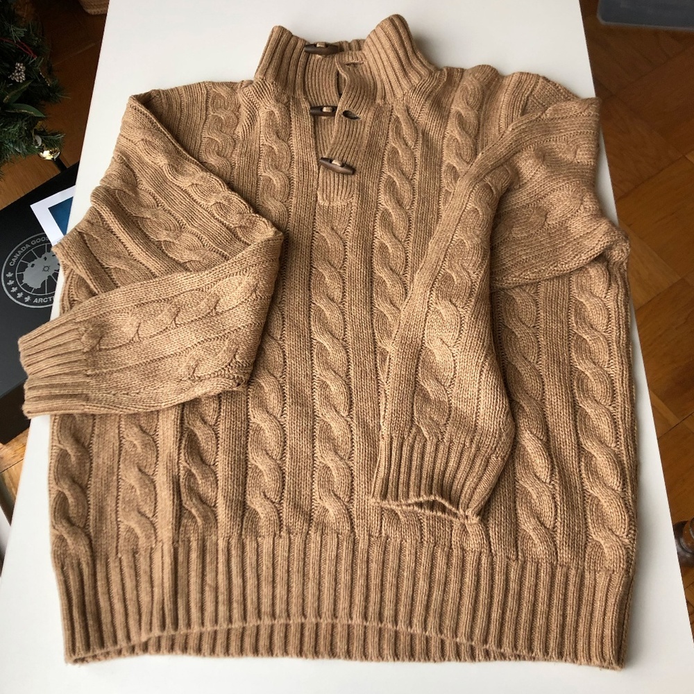 100% Silk Cable Knit Sweater with toggle detailing